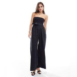 & Other Stories linen strapless jumpsuit in black